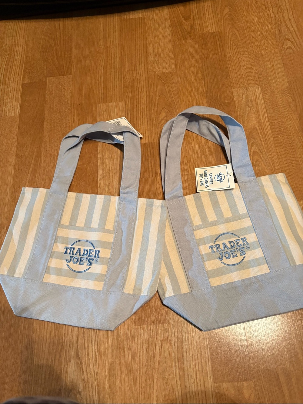 Trader Joe's Light Blue & Cream Striped Tote